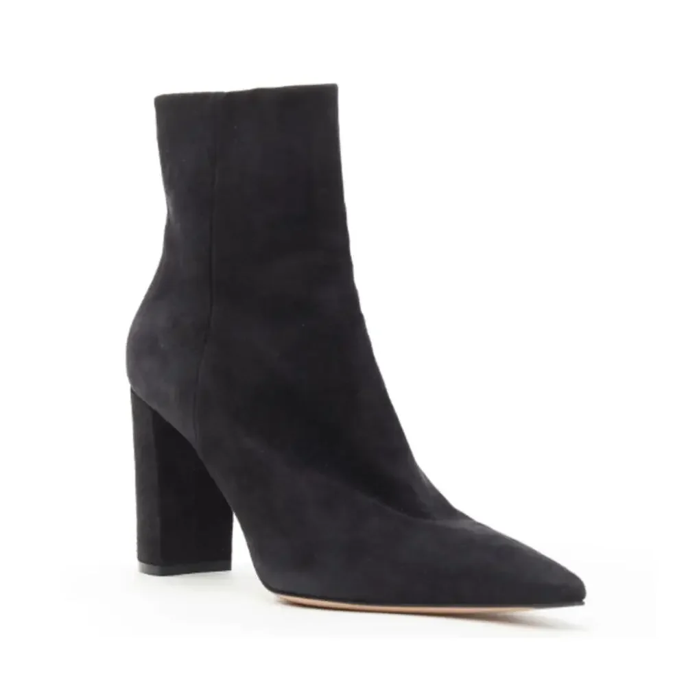 Gianvito Rossi Piper 85 Black Suede Heeled Ankle Boots Heels sz 39.5 Lyell - Picture 1 of 12